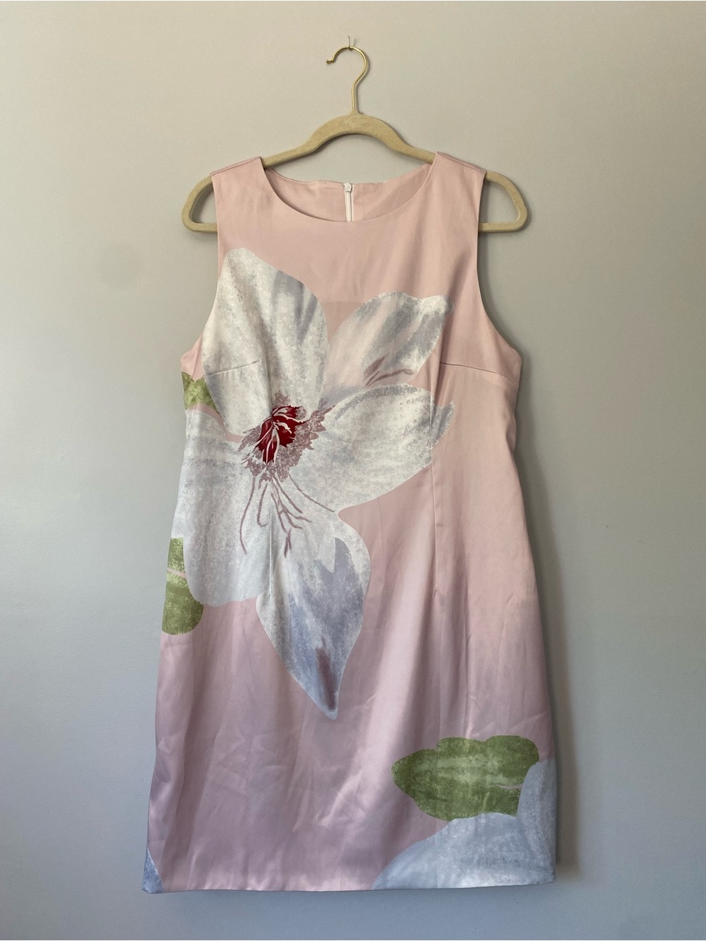 StyleWe blush pink Abstract Floral Art Print Shift Dress | XL
